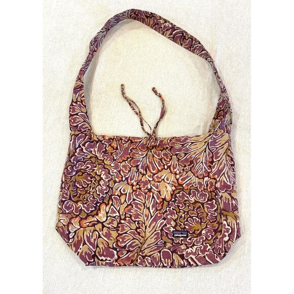 PATAGONIA CARRY YA'LL PACKABLE TOTE BAG Purple Gold Orange FLORAL PATTERN EUC - Picture 1 of 10